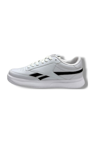 Best Of 2014-26 Cilt Deri Anatomik Bağcıklı Erkek Sneaker Beyaz Siyah Beyaz