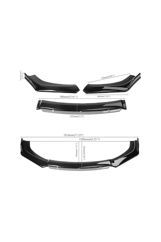 Gri 4 Parça Ön Lip Universal Ön Tampon Eki Piano Black Gri Renk