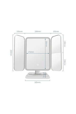 Sones 430 Üç Taraflı Katlanır Led Makyaj Aynası Masa Lambası Üç Renkli Işık Şarj Stili