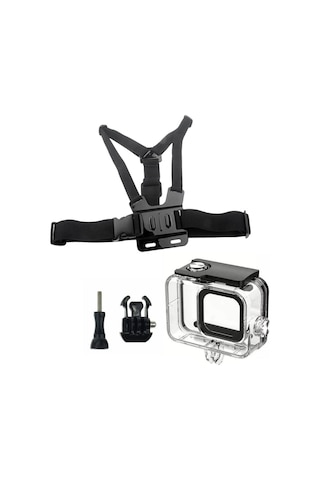 Gopro Hero 13 / 12 / 11 / 10 9 Black Uyumlu Waterproof Housing Göğüs Kemeri 4 Parça Set