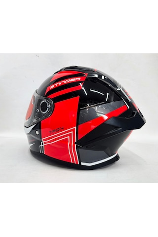 Mt Stinger 2 Tron B15 Şefaf Vizörlü V-28B Kapalı Kask Parlak Kırmızı