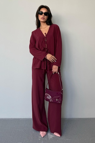 Madmext Bordo Önü Bağlamalı Alt Üst Takım Mg2473 Bordo