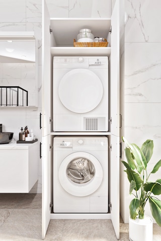 Ases Mobilya Esl0212 Çamaşır Makinası Ve Kurutma Makinası Banyo Dolabı Beyaz Beyaz