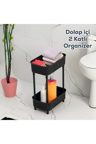 Porsima 1131 İki Katlı Çok Amaçlı Düzenleyici Raf Siyah