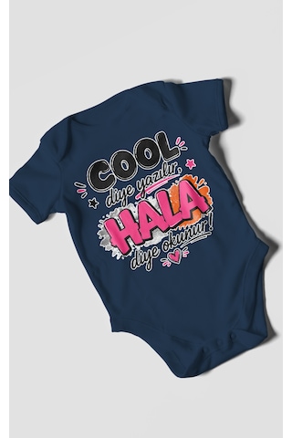 Morivokids Cool Diye Yazılır Hala Diye Okunur Kısa Kollu Bebek Body %100 Pamuk Lacivert
