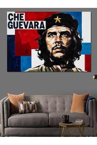 Che Guevara Portre İllüstrasyon Dekoratif Kanvas - Mdf Ahşap Tablo