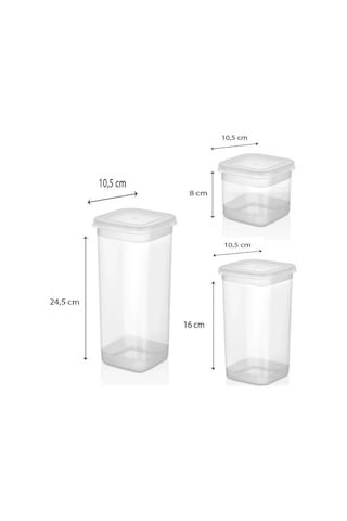 Kapris 3'lü Erzak Kabı Saklama Kabı Beyaz 1700 ML + 1100 ML + 500 ML Beyaz