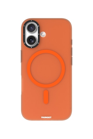 Apple Uyumlu iPhone 17 Kılıf M-safe Şarj Özellikli Youngkit Hidden Sand Serisi Kapak Turuncu Turuncu