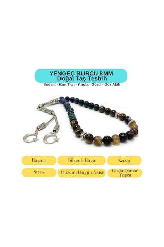Sertifikalı Yengeç Burcu 8mm 33lük Doğal Taş Tesbih