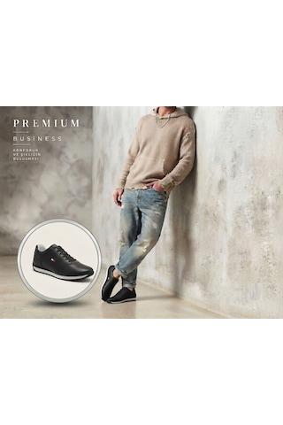 Growish Gd0138 Hakiki Deri Günlük Kullanım Darbe Emici Termoaktif Hafif Taban Spesifik Siyah Renk Casual Spor Klasik Sneaker Ayakkabı