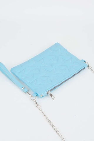 Vivaq Kadın Bebe Mavi Yıldız Nakışlı Suni Deri Bilek Ve Zincir Askılı Portföy El Ve Clutch Çanta