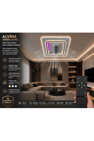 Akıllı Tavan Ayarlanabilir Klima Modu Bluetooth Bağlı Hoparlör Sistemli Ayarlanabilir Renk Ve Dimmer Özelliği Beyaz Panel