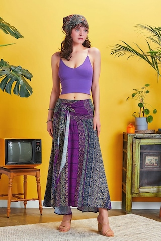 Salaş Asimetrik Etek Mor