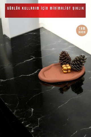 Beyaz Sunumluk Takı Tabağı Dekoratif Tepsi Obje Ev Dekorasyon Model 18 - Terracotta