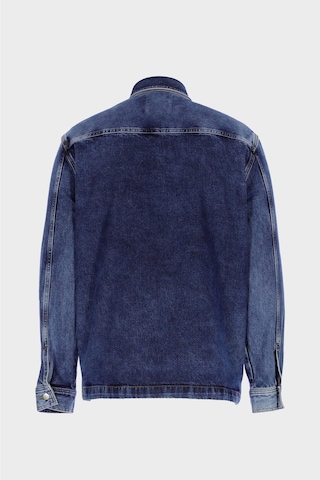 Orta Mavi Regular Fit Fermuarlı Jean Ceket C 4553-110 Mavi