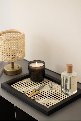 Rattan Hazeran Tepsi Siyah Dikdörtgen %100 Doğal Hazeran M016