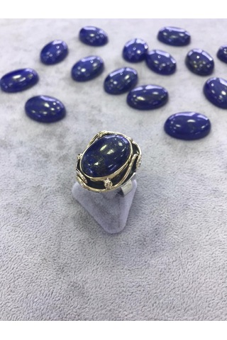 Lapis Lazuli Taşlı Gümüş Yüzük 925 Ayar Doğal Taş - 217266493