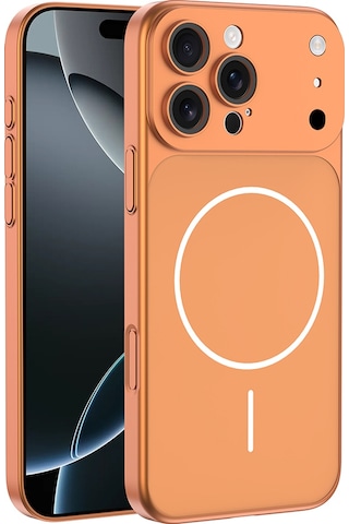 Apple Uyumlu iPhone 14 Pro Max Kılıf M-safe Şarj Özellikli Kamera Korumalı Kapak Spark Turuncu
