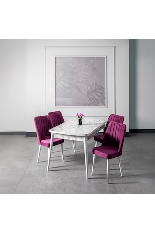 Carrara Masa - 4 Polo Sandalye - Masa Takımı