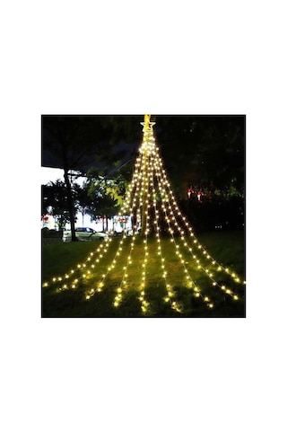 Vıp Profesyonel Işıklı Tepe Yıldızlı Led Solar Led Işık Gün Işığı 9 Dallı 282 Ledli Sarı