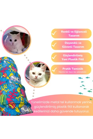 Miyav Aqua Temalı Kedi Tüneli 60 Cm