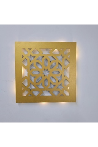 Led Işıklı Motif Tablo 3 - 30x30cm Gold