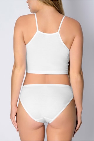 Pamuk Ribana Geçme Lastik Bikini Beyaz