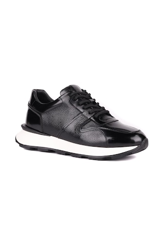 Shoetyle - Hakiki Deri Siyah Renk Günlük Erkek Sneaker - 610-1017-1657