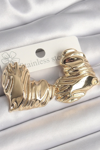 Pirinç Gold Renk İşlemeli Model Kadın Küpe Çok Renkli