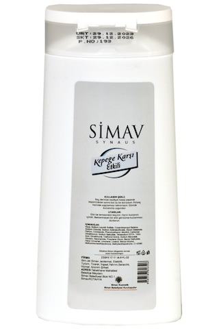 Simav Synaus Termal Sulu Kepeğe Karşı Etkili Mentollü Şampuan 250