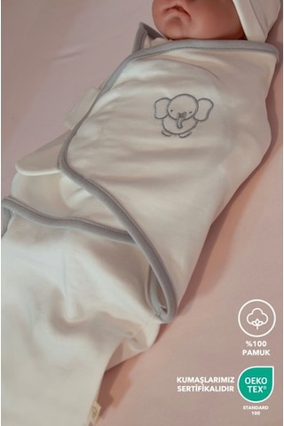 Lilalinda Yenidoğan Nakış Detaylı Pamuk Kundak
