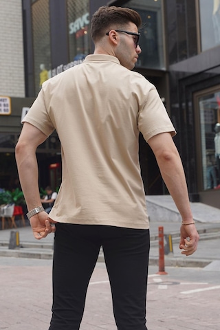 Madmext Bej Polo Yaka Basic Erkek Tişört 6126 Bej