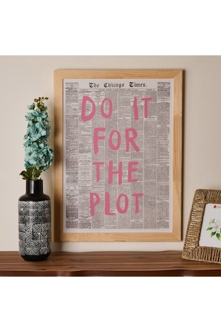 Deco Do It For The Plot Duvar Panosu - Pembe / Siyah - 50x70 Cm