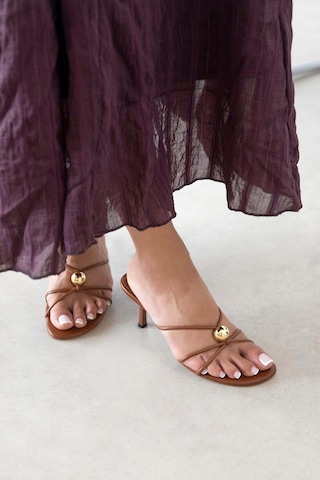 Wolk Shoes Aurora Kadın Topuklu Deri Sandalet Taba