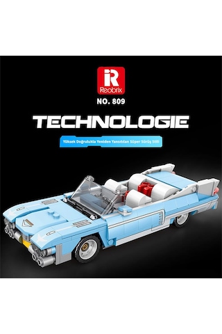 Reobrix Creator 809 Cadillac Eldorado Spor Araba Yaratıcı Yapı Blok Seti Building Blocks - 308 Parça