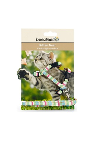 Beeztees Yavru Kedi Göğüs Tasması Ve Gezdirme Kayışı, 120cm, Yeşil, 15-33cm
