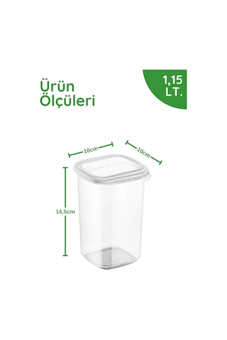 Etiket Hediyeli 12'li Set Kendinden Kapaklı 1150ml. Kare Saklama Kabı - Mikrodalga Ve Difrize Uygun Beyaz