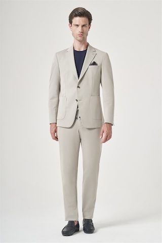 İmza Bej Mono Yaka 6 Drop Slim Fit Esnek Beli Lastikli Takım Elbise 1001260165