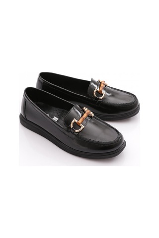 Dgn 7071-1 Kadin Loafer Ayakkabi Siyah Rugan