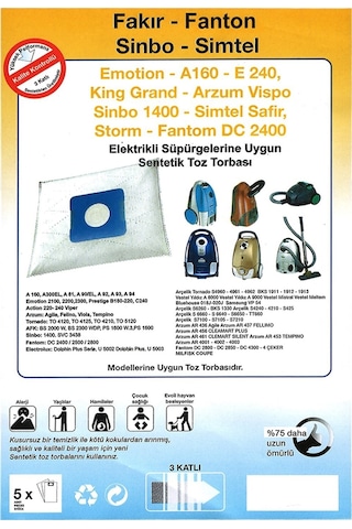 Yıldız Uyumlu Süpürge Bez Toz Torbası 5 Adet