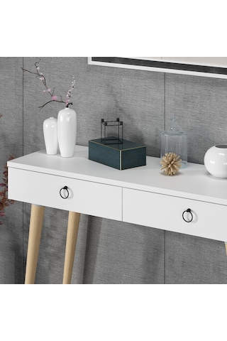 Dekorosso Arden Ahşap Ayaklı Modern Dekoratif Dresuar Beyaz  100Cm Beyaz