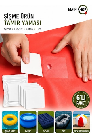 Mainshop 6 Lı Paket Su Geçirmez Şişme Havuz, Bot Ve Yatak Tamir Yaması - Güçlü Yapışkanlı Onarım Kiti M-51