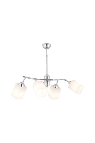 Abbey 4'lü Krom Beyaz Camlı Yuvarlak Modern Oturma Odası Salon Avize Krom
