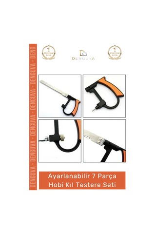 Testere Ahşap Mdf Sunta Cam Kesme Desen Verme Hassas Metal Saplı 7 Parça Hobi Kıl Testere Seti