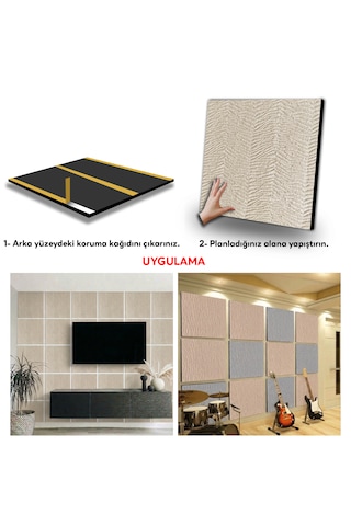 Tink Kendinden Yapışkanlı Akustik Ses Ve Isı Yalıtım Paneli Keçe Dekota Duvar Kağıdı Desenli Devetüyü 49x49 Cm