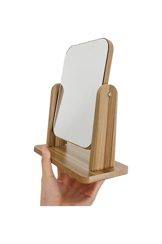 13 Cm Ahşap Tek Taraflı 360 Dönen Masa Aynası Cin805 Kahverengi