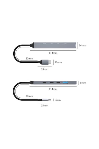 Pd 100w 5in1 Type-c To Usb Çoklayıcı Çevirici Hub 5 Port / 2xusb