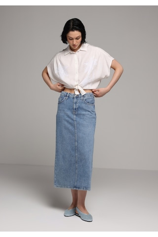 Colin's Colins Fashion Fit Shirt Neck Jakarlı Kadın Beyaz Kısa Kol Gömlek Cl1078718 Q1.v1 Wht