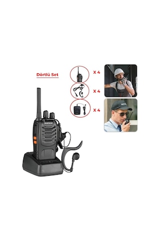 4lü Baofeng Bf-88e Lisanssız Pmr El Telsizi Kulaklık Set