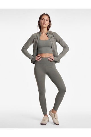 Koton Yüksek Bel Slim Fit Dikiş Detaylı Spor Tayt Haki 6wak40256nk Haki